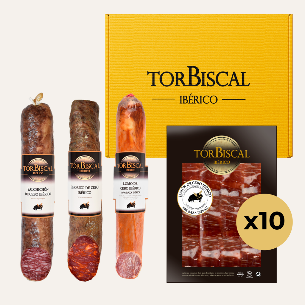 Loncheado de jamón de cebo ibérico 50% raza ibérica + lomo cebo ibérico 50% raza ibérica + chorizo ibérico + salchichón ibérico