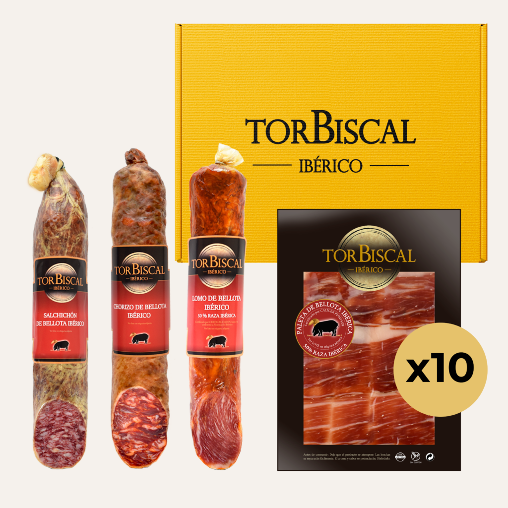 Loncheado de paleta bellota ibérica 50% raza ibérica + lomo bellota ibérico 50% raza ibérica + chorizo + salchichón (ibérico bellota)